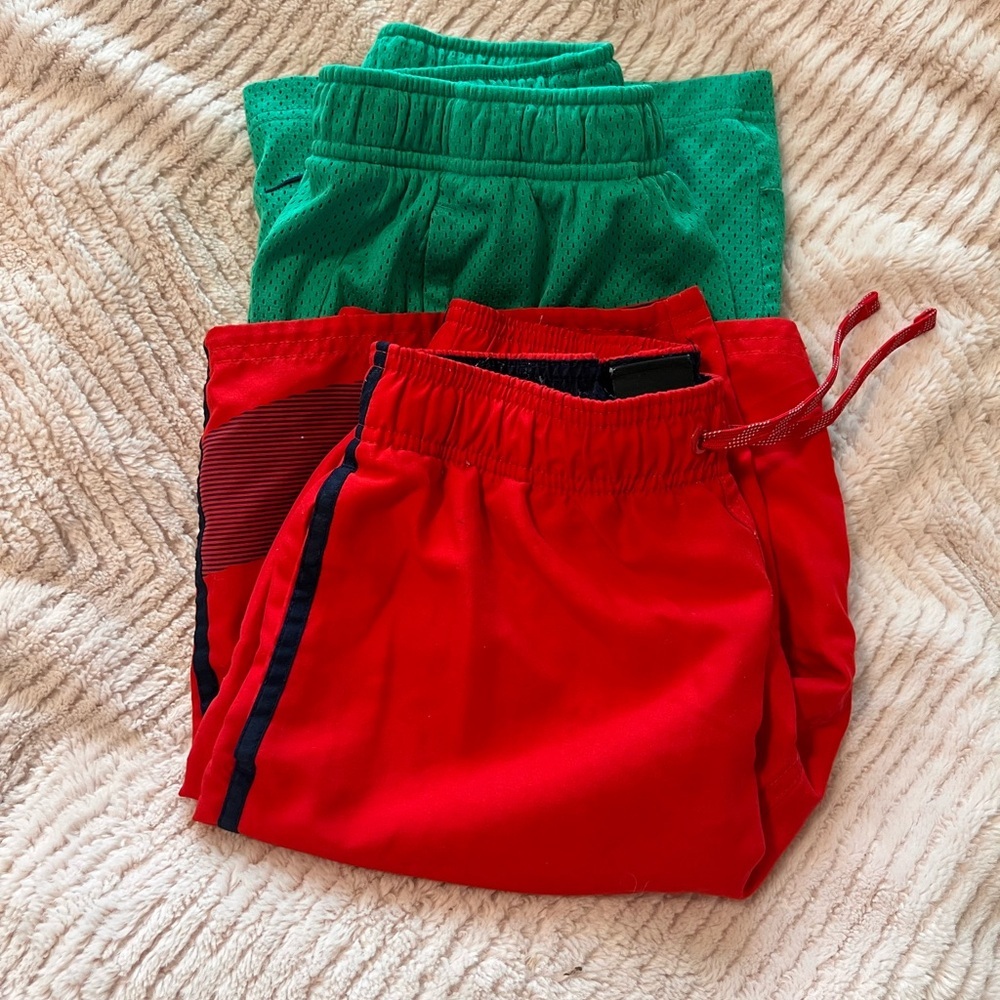 Nike Youth Shorts Bundle: Red and Green  (2 pairs)